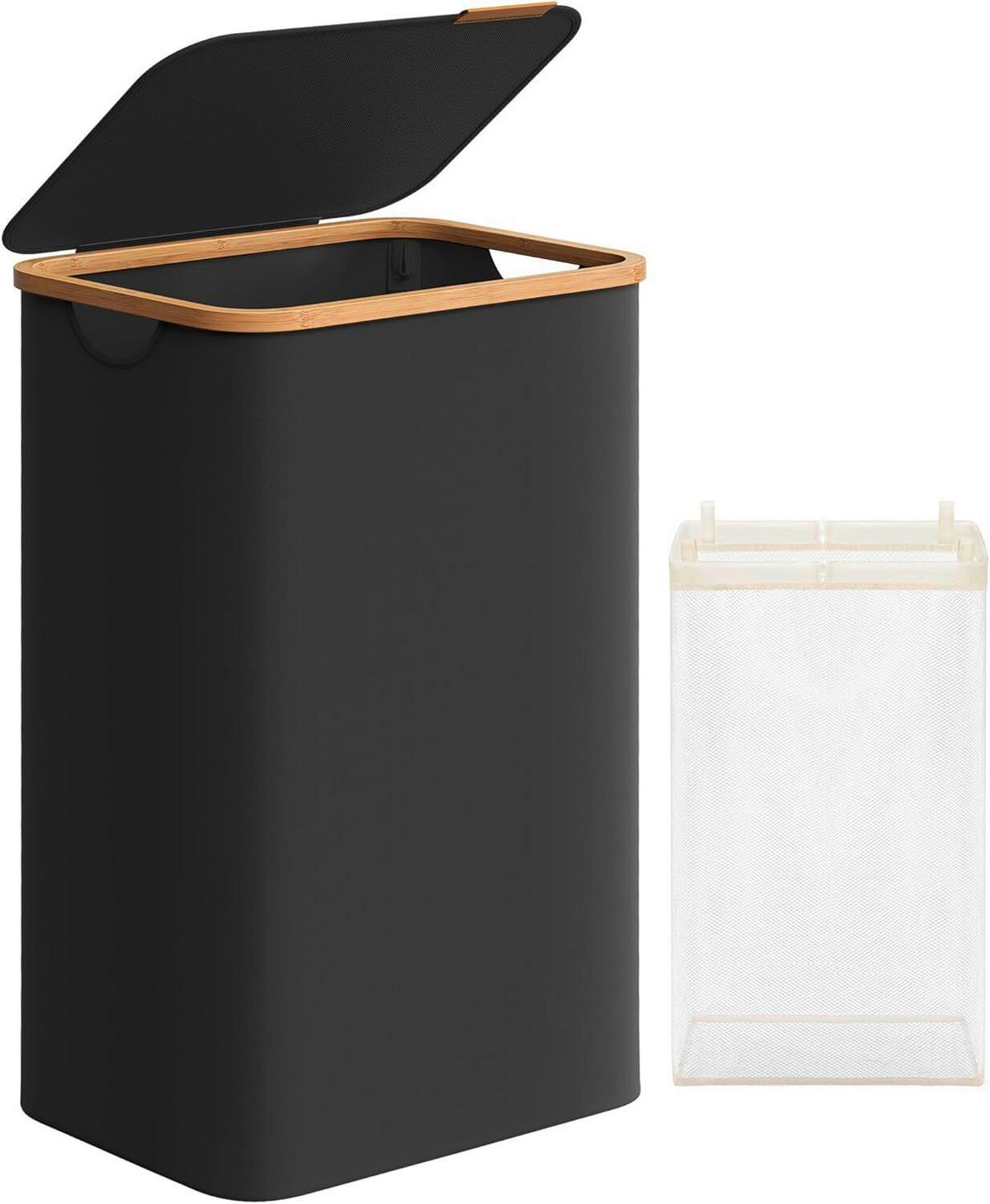 Wäschekorb Schwarz B: 42 cm - Schwarz, Basics, Naturmaterialien/Textil (42/70.5/32cm)