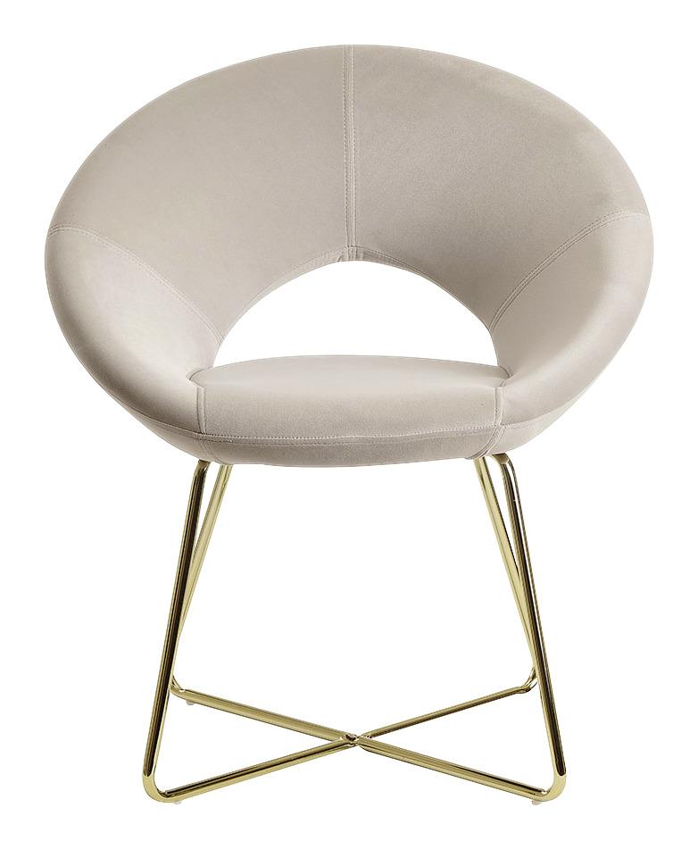 Jedálenská stolička s podrúčkami béžová - zlatá/béžová, Modern, kov/textil (57/83/60cm) - MID.YOU