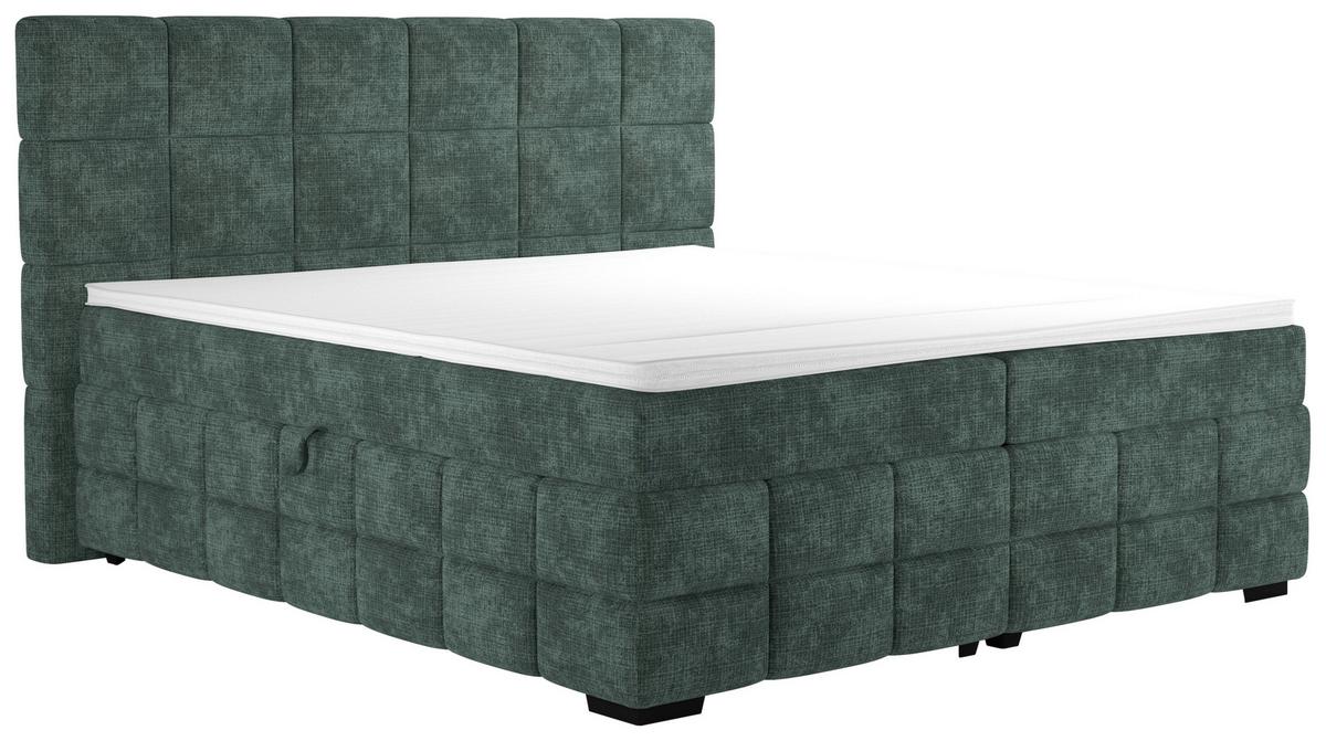 Polsterbett Vega Grün, Lf: 180 X 200 cm - Schwarz/Grün, Trend, Holz/Textil (180/200cm)