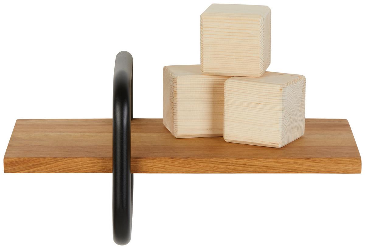 NÁSTENNÁ POLICA DANZIG -SB- - čierna/farba duba, Modern, kov/drevo (40/20/22cm) - Mömax