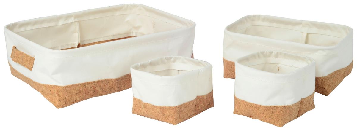 Korbset Timothy - Naturfarben/Weiß, ROMANTIK / LANDHAUS, Holz/Textil - James Wood