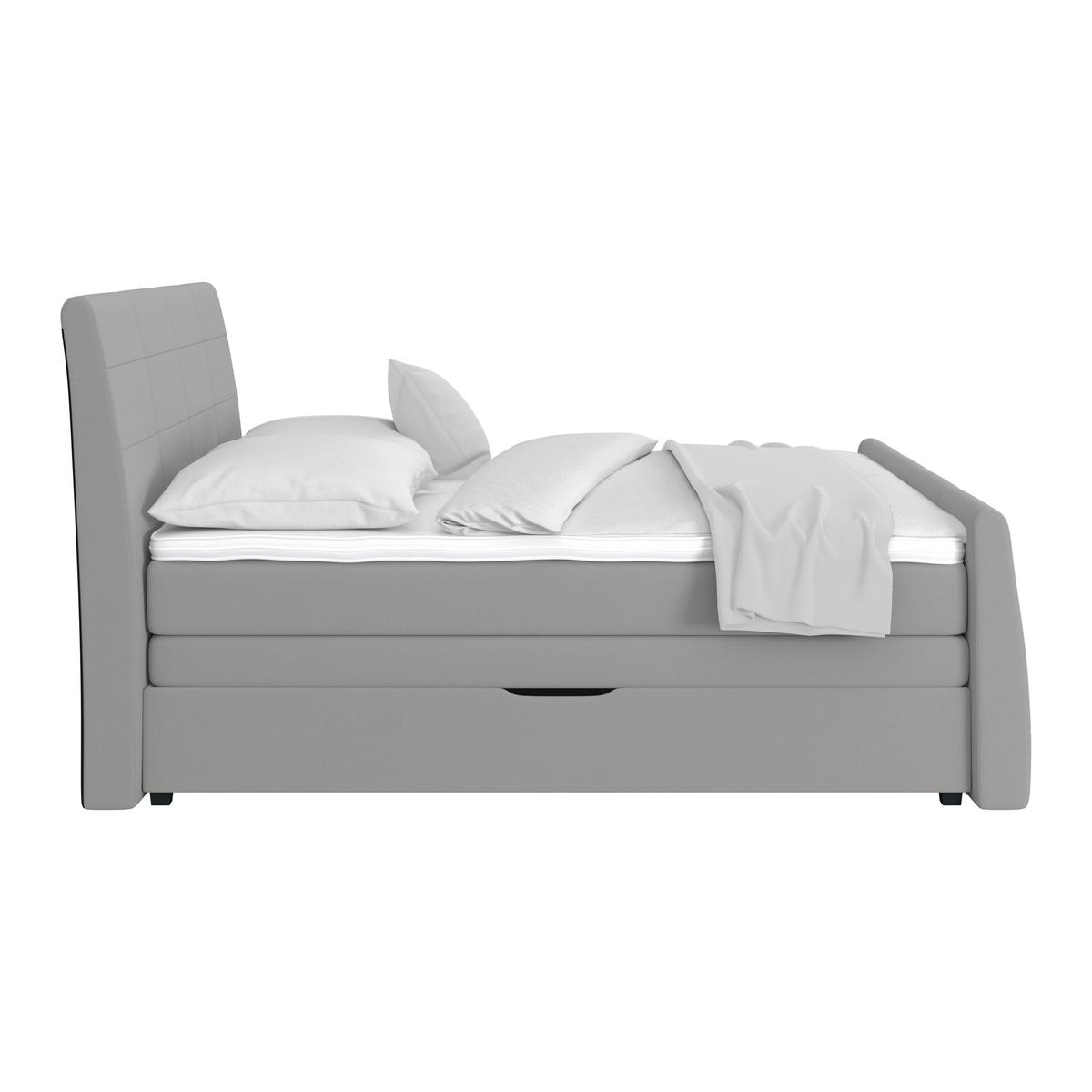 Boxspringbett Libra - Silberfarben/Schwarz, KONVENTIONELL, Textil (160/200cm)