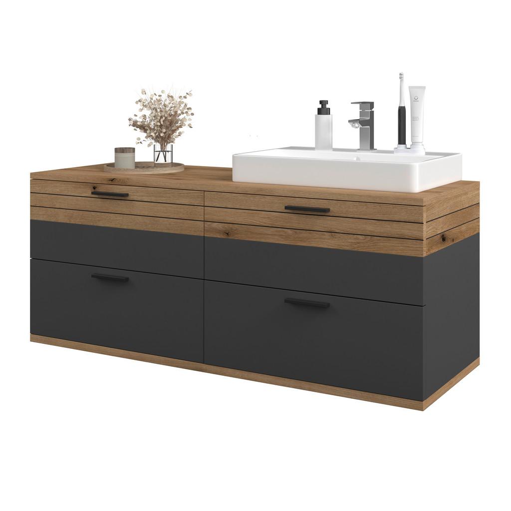 Waschbeckenunterschrank Cotia Cotlu B: 57 cm Anthrazit