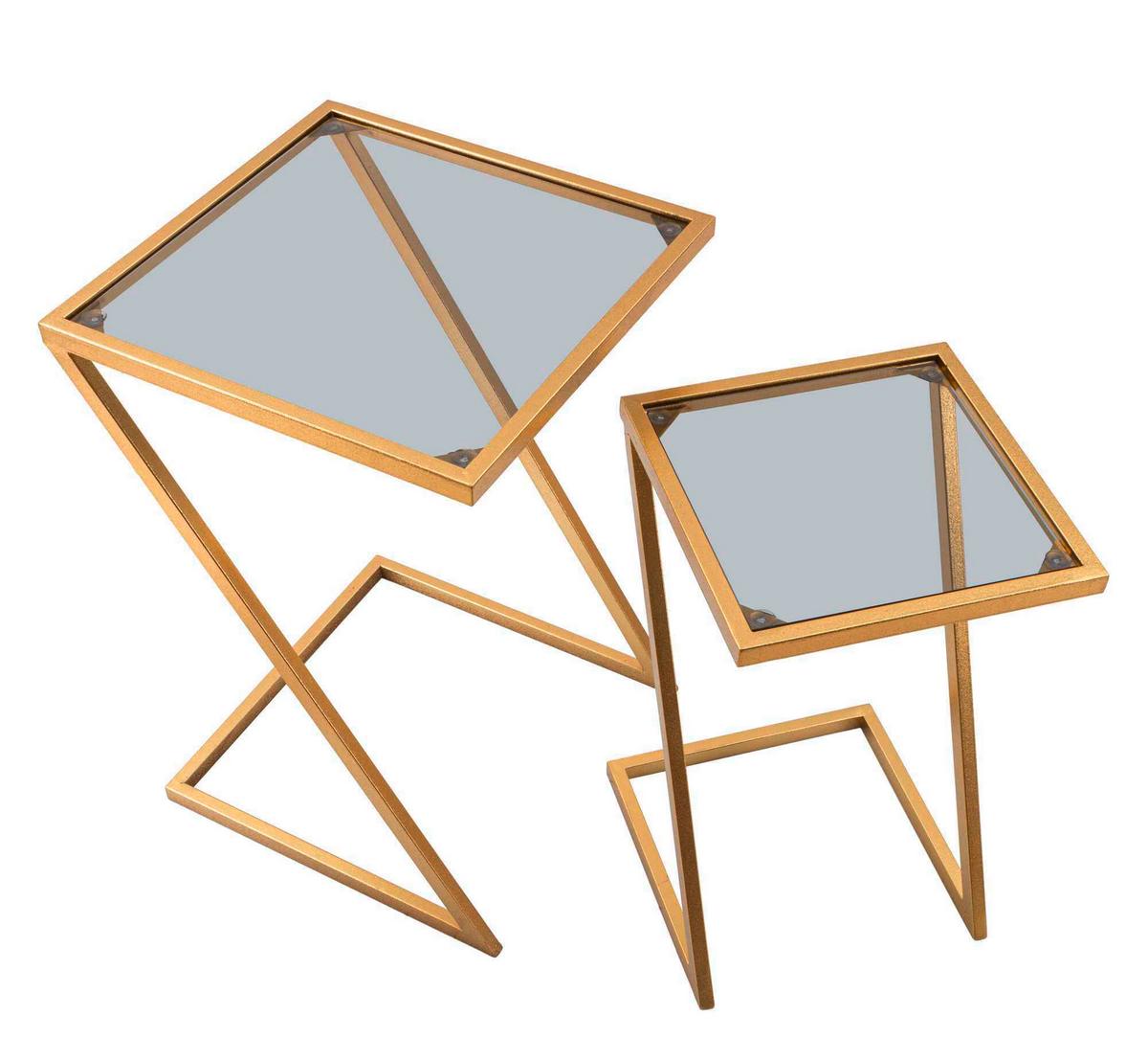 Couchtisch Set2pcs Goldfarben B: 40 Cm - Goldfarben, Basics, Glas/Metall (40/60/40cm)