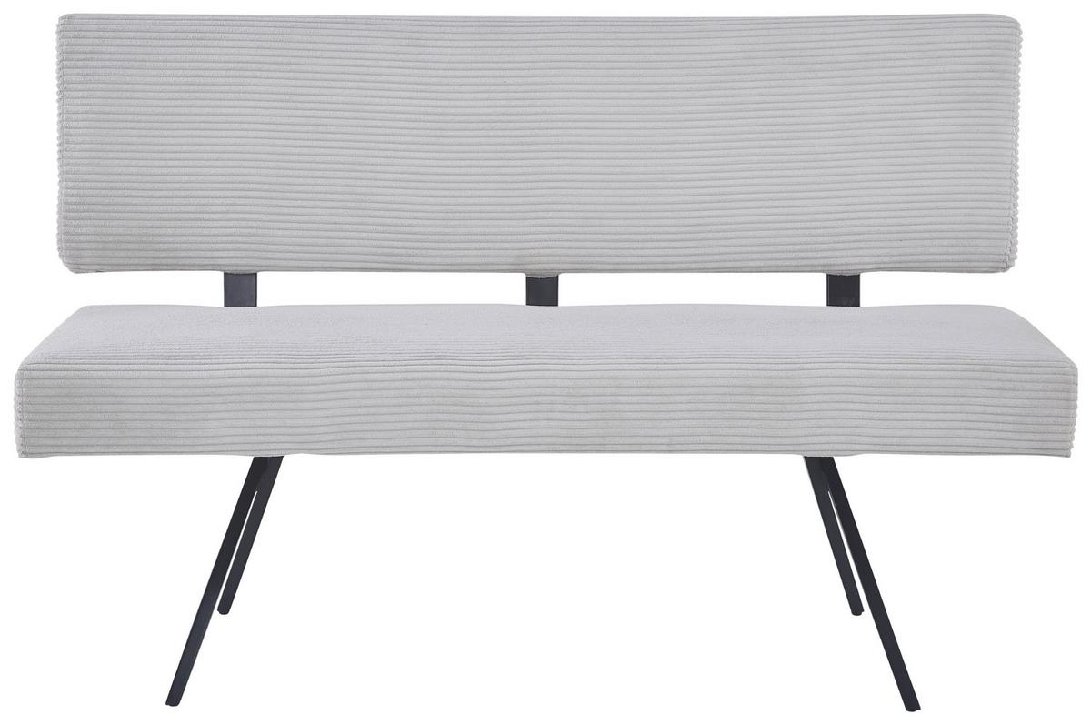 Sitzbank Chios Mit Lehne Cord Beige, B: 140 Cm - Beige/Schwarz, KONVENTIONELL, Textil/Metall (140/90/62cm) - MID.YOU