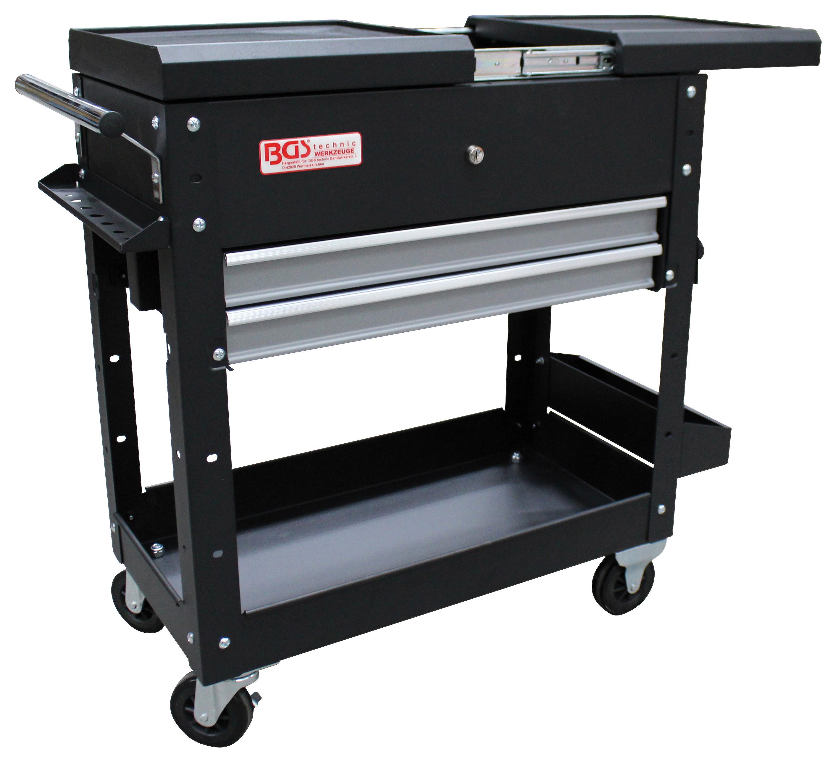 Werkstattwagen Leer Schwarz/silberfarben B: 87,5cm - Silberfarben/Schwarz, Basics (87,5/84/37cm)