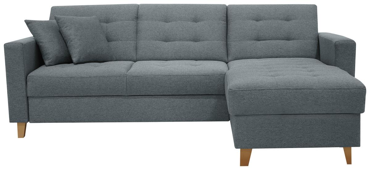 Rohová sedačka NARWIK, oboustranná, šedomodrá - šedá/šedomodrá, Design, dřevo/textil (231/160cm)