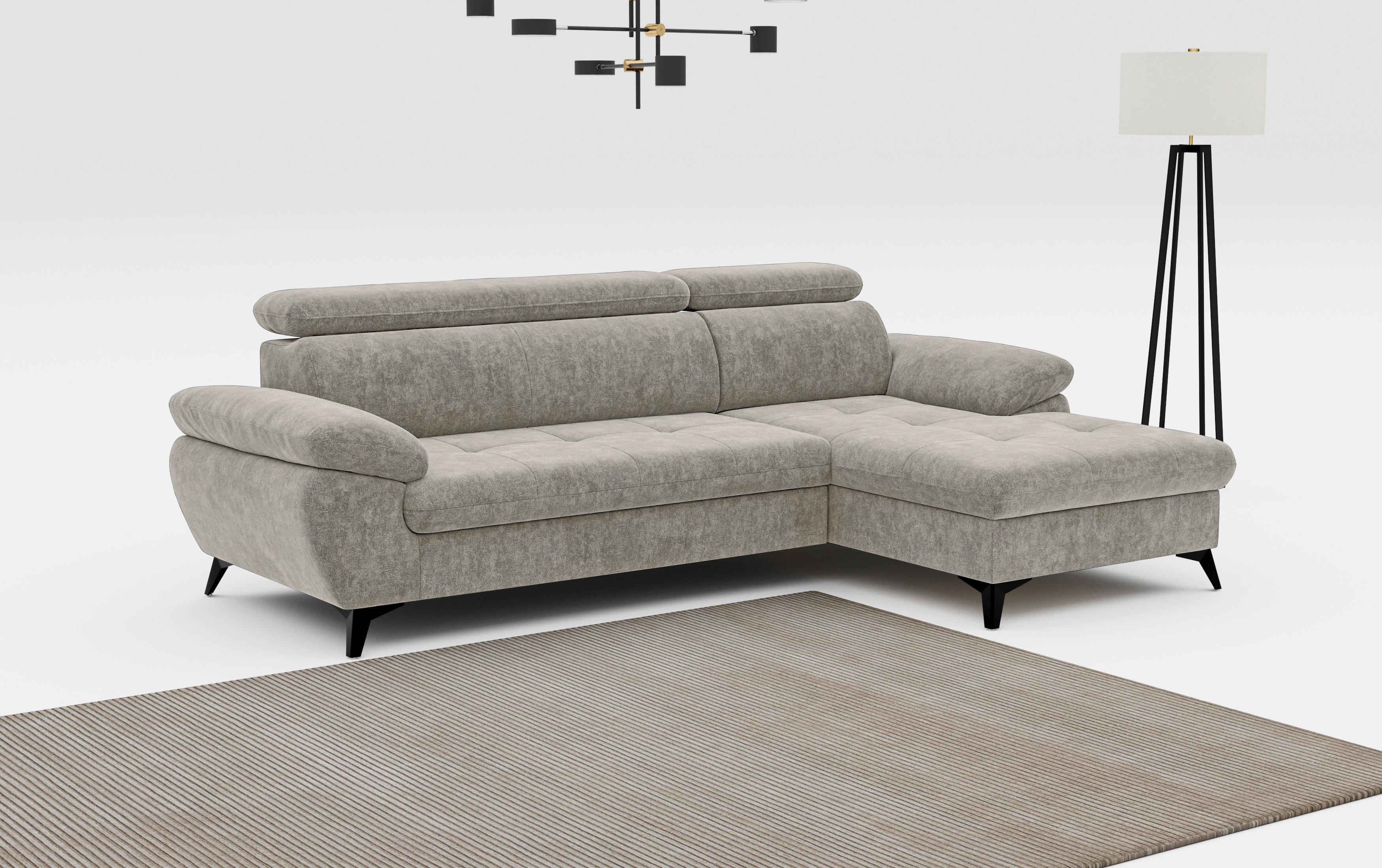 Ecksofa Mit Bettkasten Hudson 261x166 Cm Schlammfarben - Schlammfarben/Schwarz, Textil (261/166cm) - MID.YOU