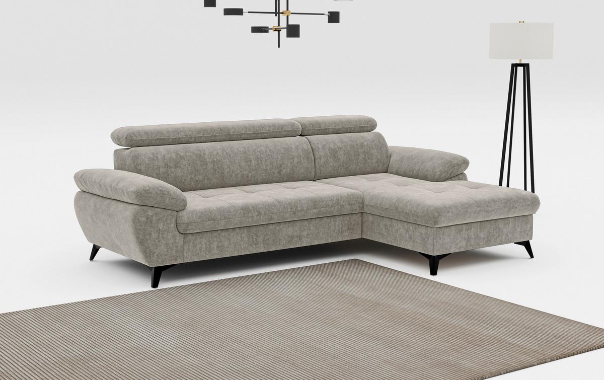 Ecksofa mit Bettkasten Hudson 261x166 cm Schlammfarben - Schlammfarben/Schwarz, Textil (261/166cm) - MID.YOU