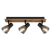 Strahler 54307-3w - Dunkelbraun/Schwarz, Design, Glas/Holz (40/7/15,5cm) - Globo