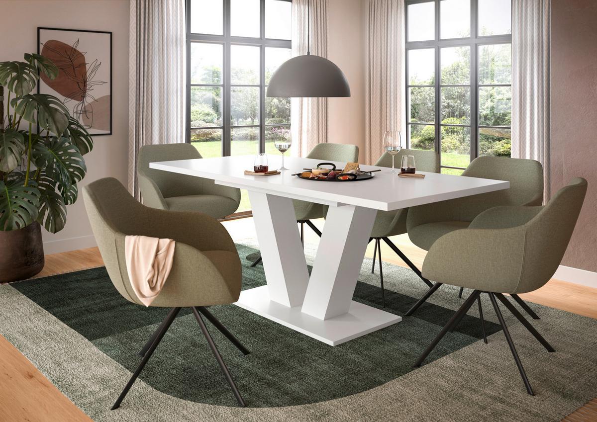 Ausziehtisch Marlon 150 Az Weiß, Auf 190 cm ausziehbar - Weiß, Trend, Holzwerkstoff (150-190/90/76cm) - MID.YOU