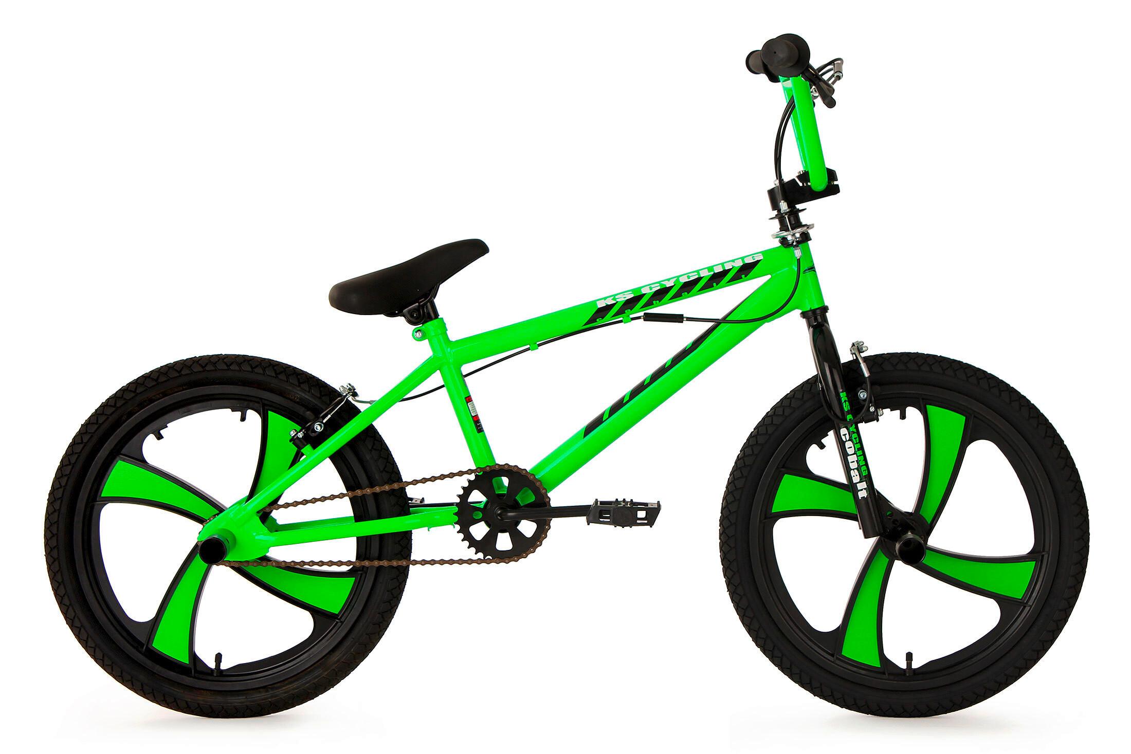 Bmx 20 Zoll Freestyle 1 Gang Unisex - Schwarz/Grün, Basics, Metall - KS Cycling