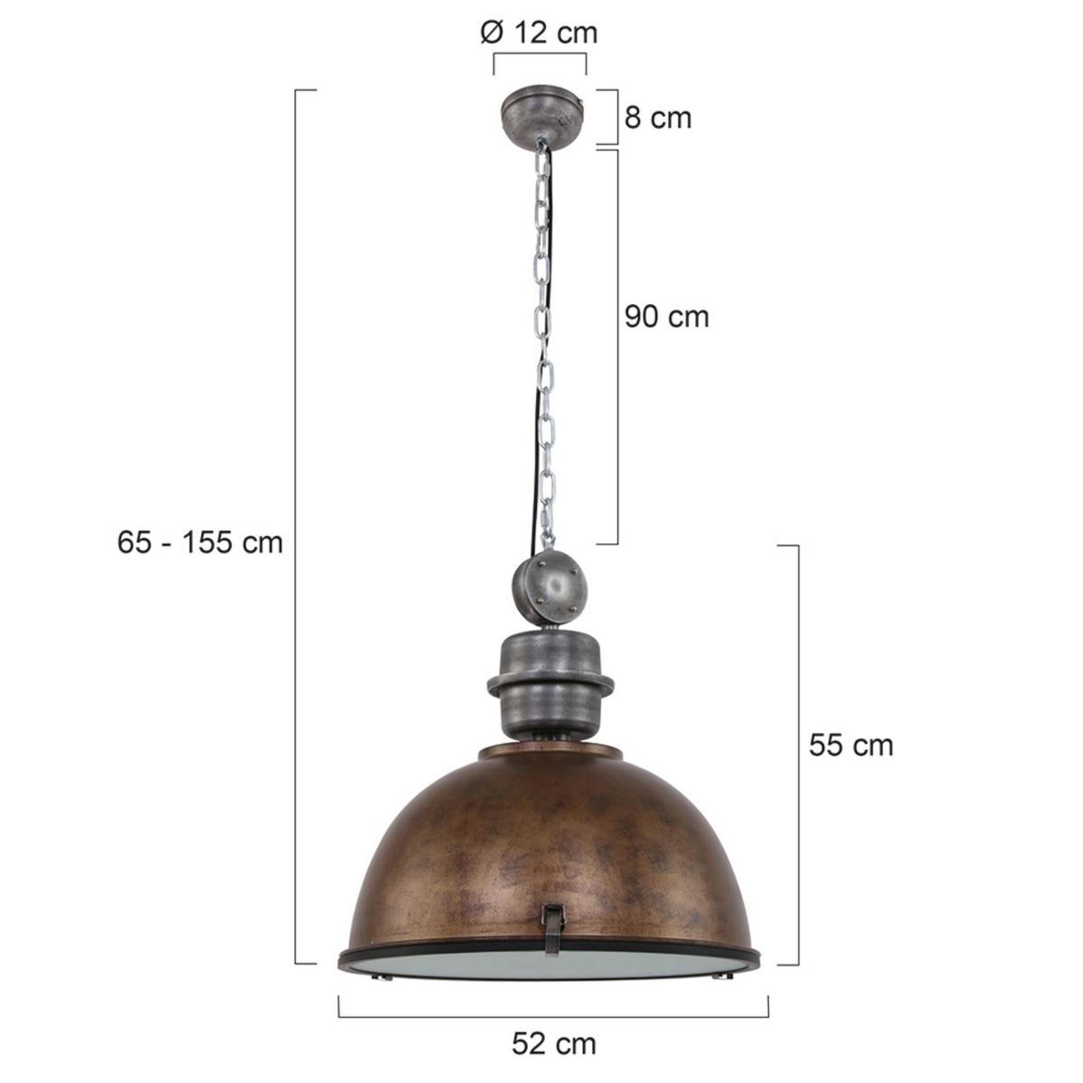 Pendelleuchte Bikkel - Braun, Trend, Glas/Metall (52/153/52cm)