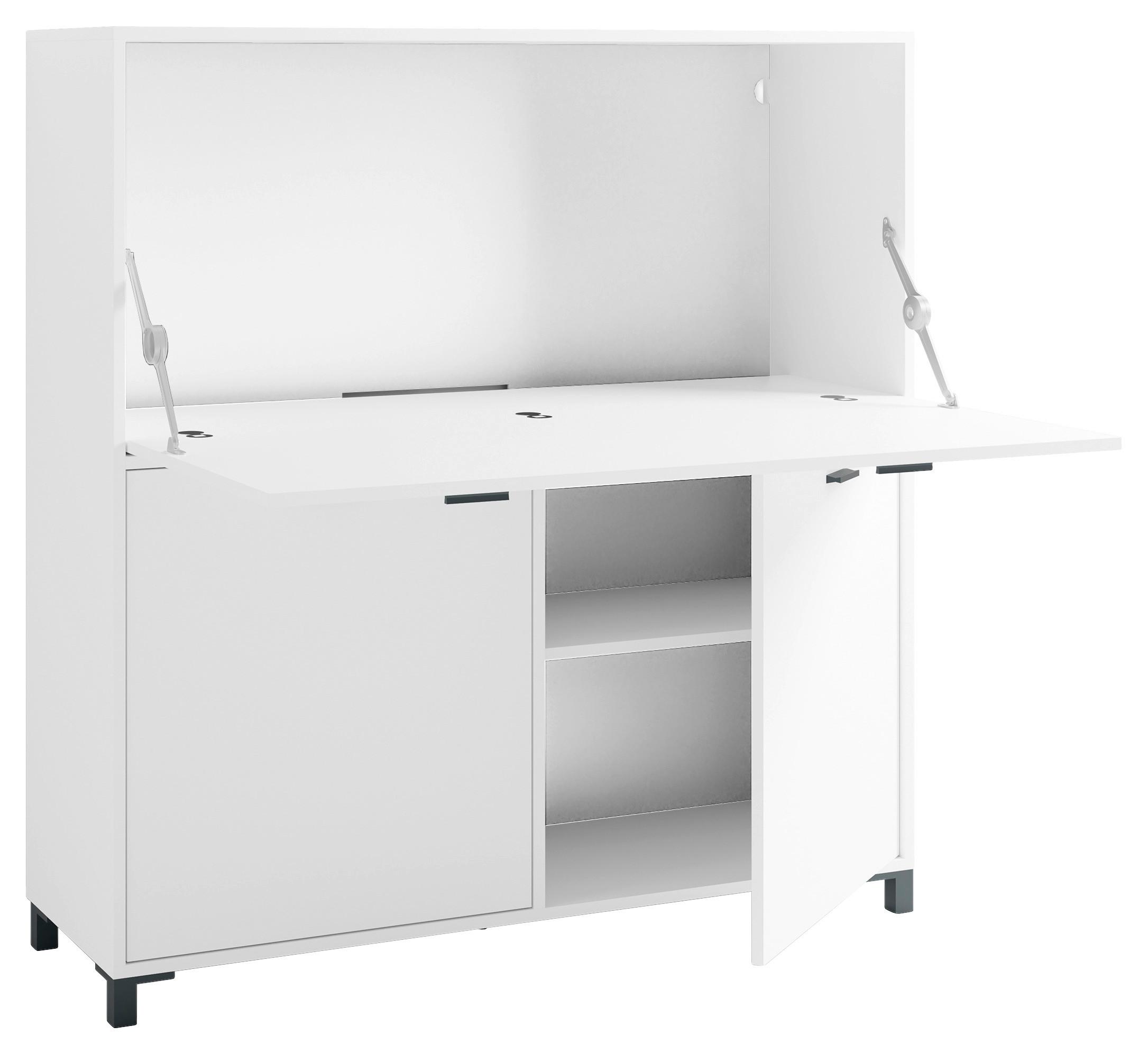 Sekretär Montana B: 120 cm inkl. Stauraum, Weiß, Schwarz - Schwarz/Weiß, Design, Holzwerkstoff (120/127/40cm) - MID.YOU