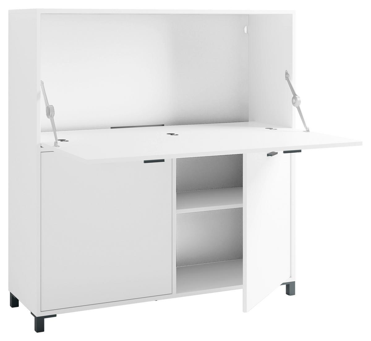 Sekretär Montana B: 120 cm inkl. Stauraum, Weiß, Schwarz - Schwarz/Weiß, Design, Holzwerkstoff (120/127/40cm) - MID.YOU