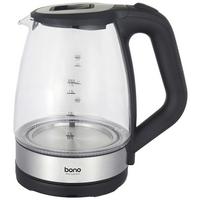 Wasserkocher Kate Klar/schwarz Glas 1,7 Liter 2.200w - Klar/Edelstahlfarben, KONVENTIONELL, Glas/Kunststoff (21,2/23,4/15,7cm) - Bono