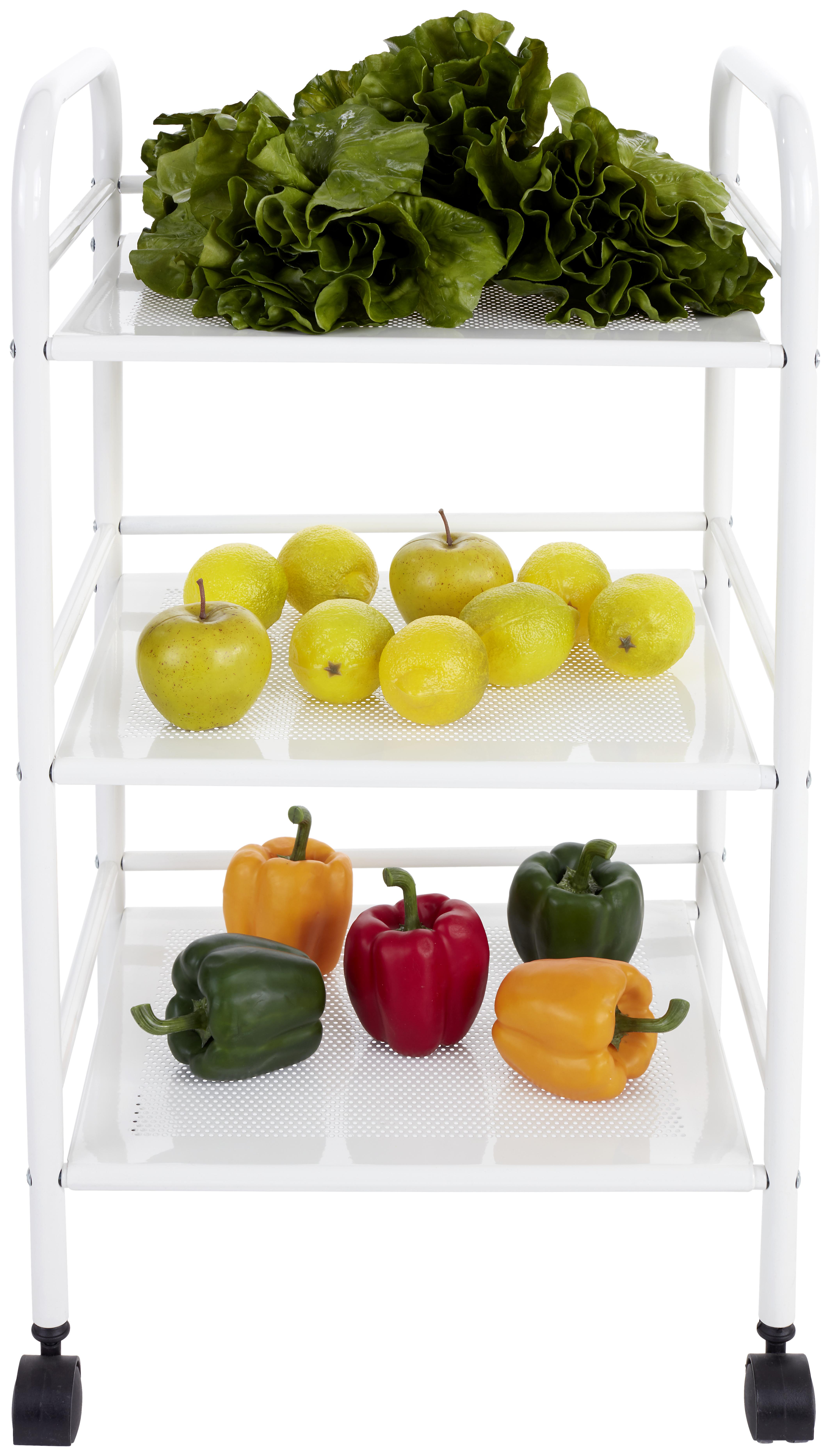 UNIVERZÁLNY VOZÍK RIMINI 2 - biela, Modern, kov/plast (41/75/32cm)