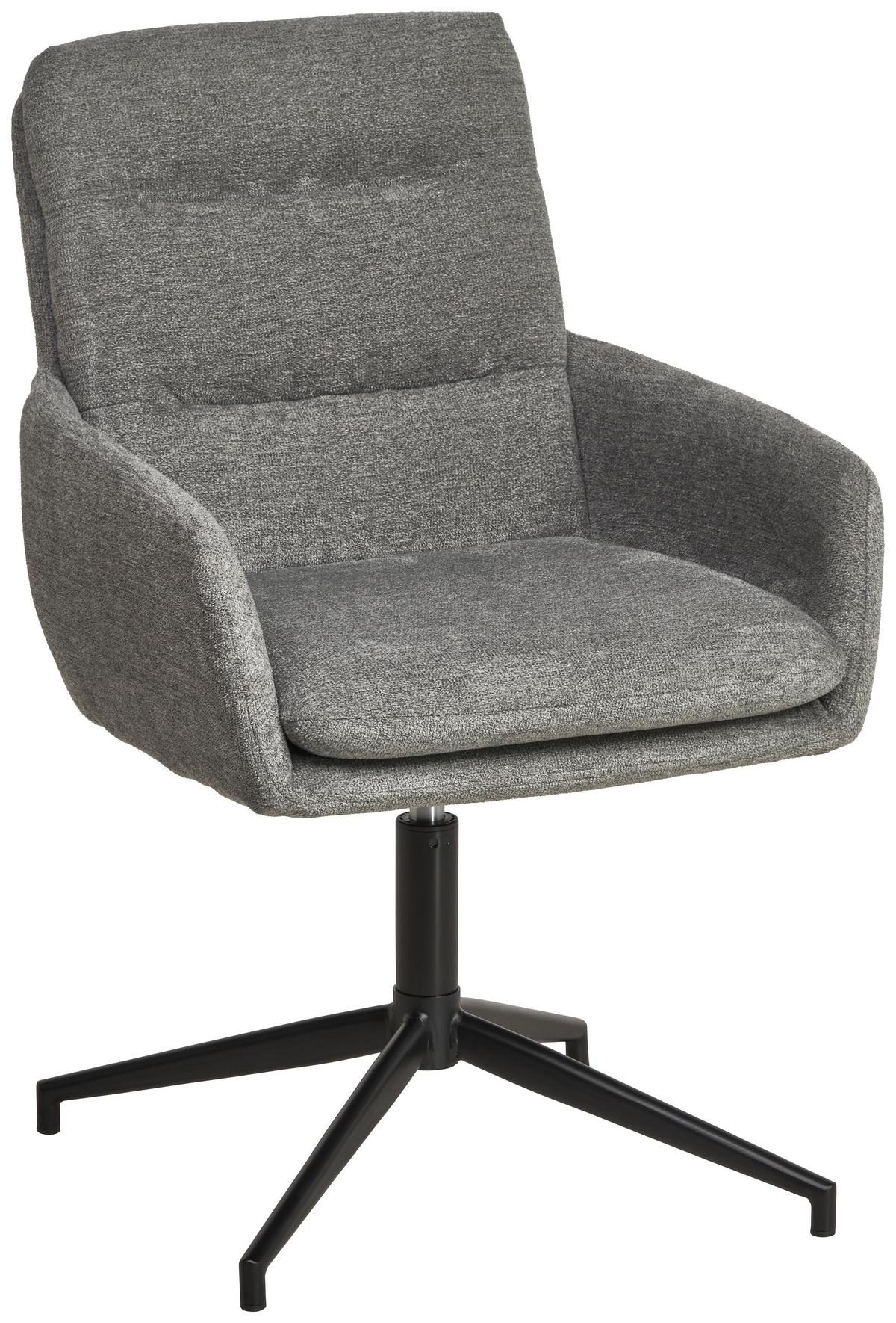 Armlehnstuhl Patrice Grau, Sitzfl. 360° Drehbar - Schwarz/Grau, Design, Holz/Textil (57/88/67cm) - MID.YOU