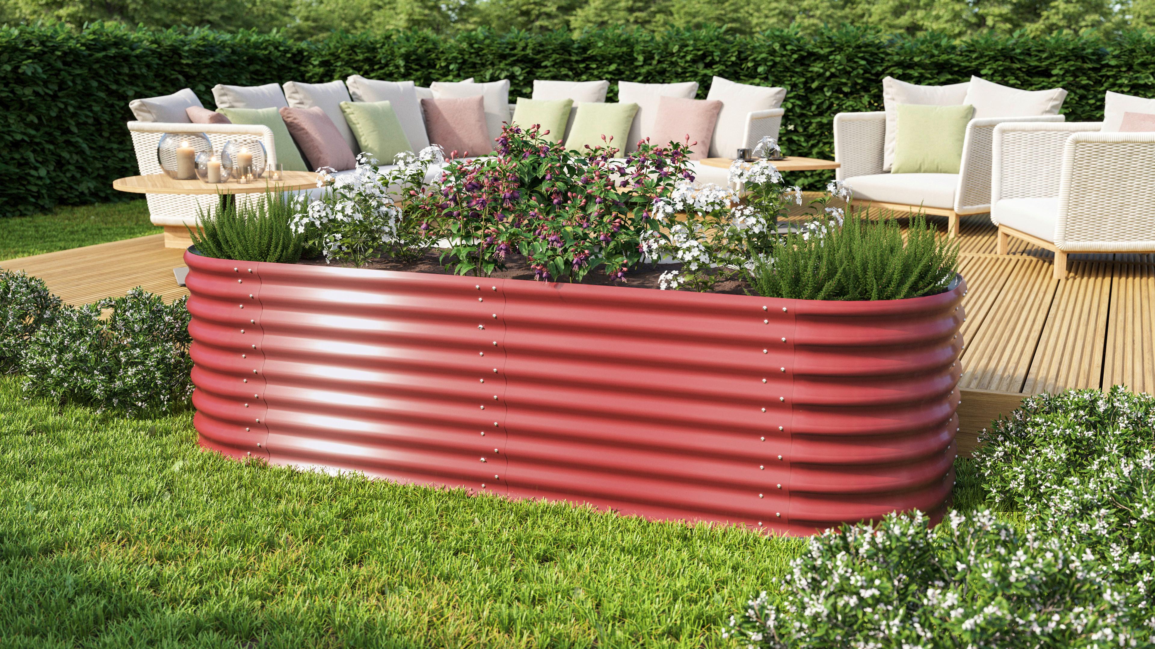 Hochbeet-erweiterung Vita 630 80x63x80 Cm, Oval, Rot - Rot, Basics, Metall (80/63/80cm)