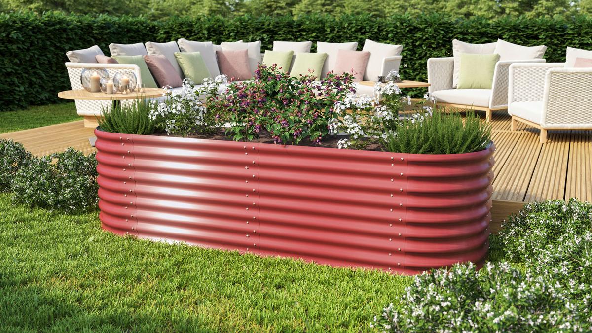 Hochbeet-erweiterung Vita 630 80x63x80 Cm, Oval, Rot - Rot, Basics, Metall (80/63/80cm)