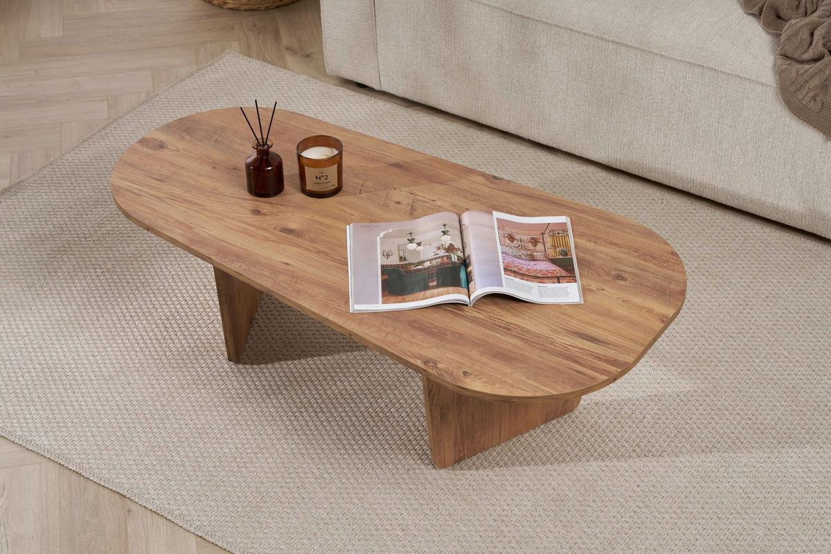 Couchtisch Ovalis Pinienfarben L: 130cm - Pinienfarben, Design, Holzwerkstoff (130/65/40cm) - MID.YOU