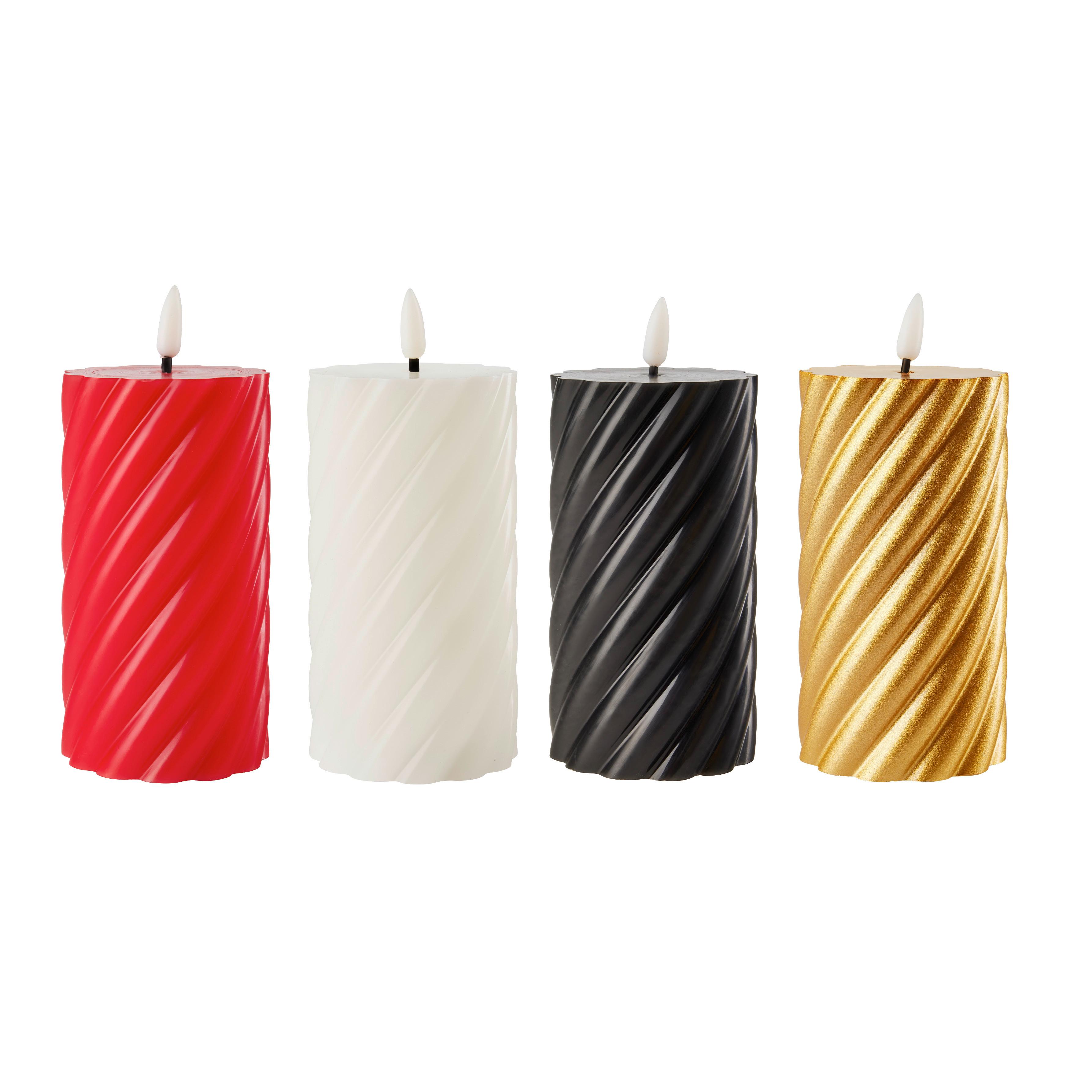 LED svíčka TWIST - bílá/černá, Konvenční, plast/přírodní materiály (7/13cm) - Modern Living