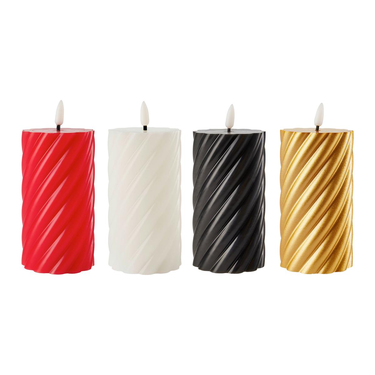 LED svíčka TWIST - bílá/černá, Konvenční, plast/přírodní materiály (7/13cm) - Modern Living