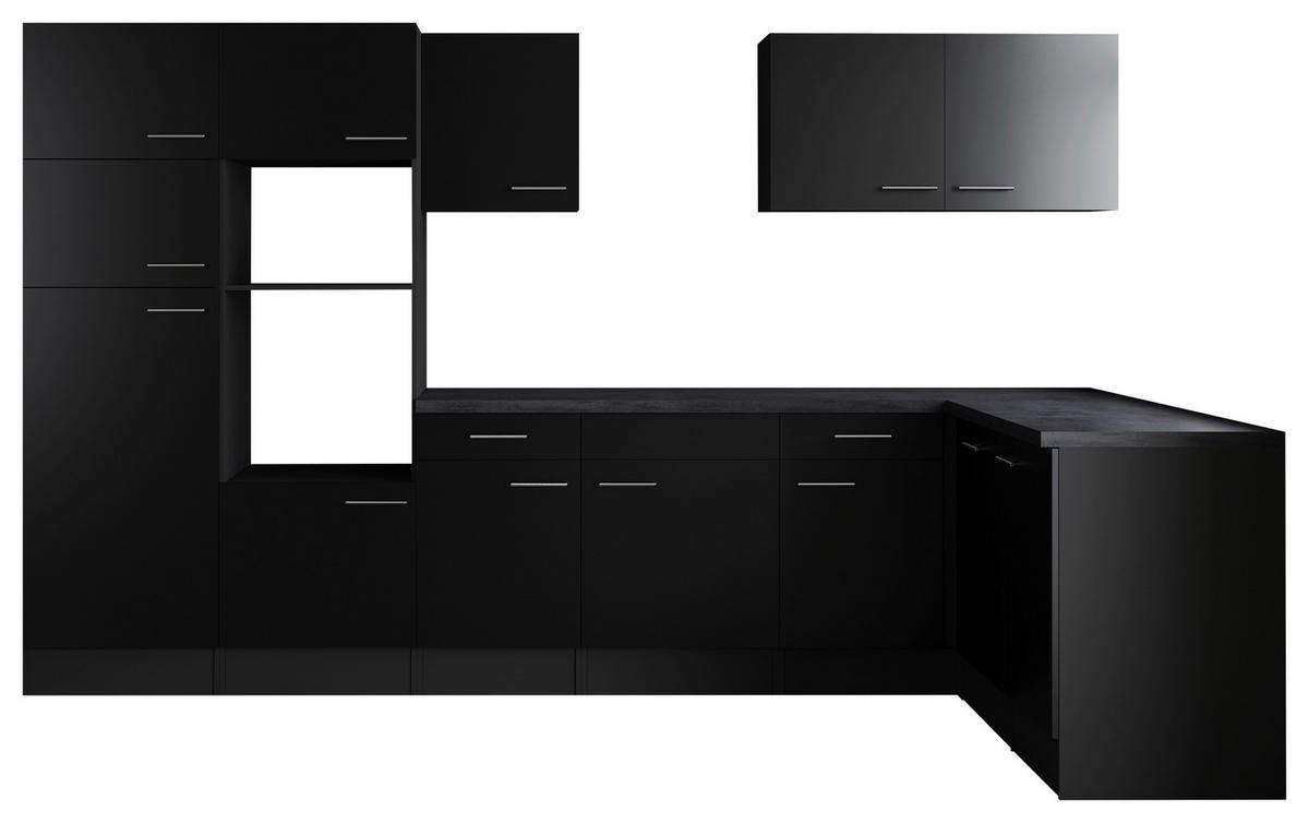 Eckküche Oliver Grau, Schwarz S: 340x172cm - Schwarz/Grau, Design, Holzwerkstoff (340/172cm) - Respekta