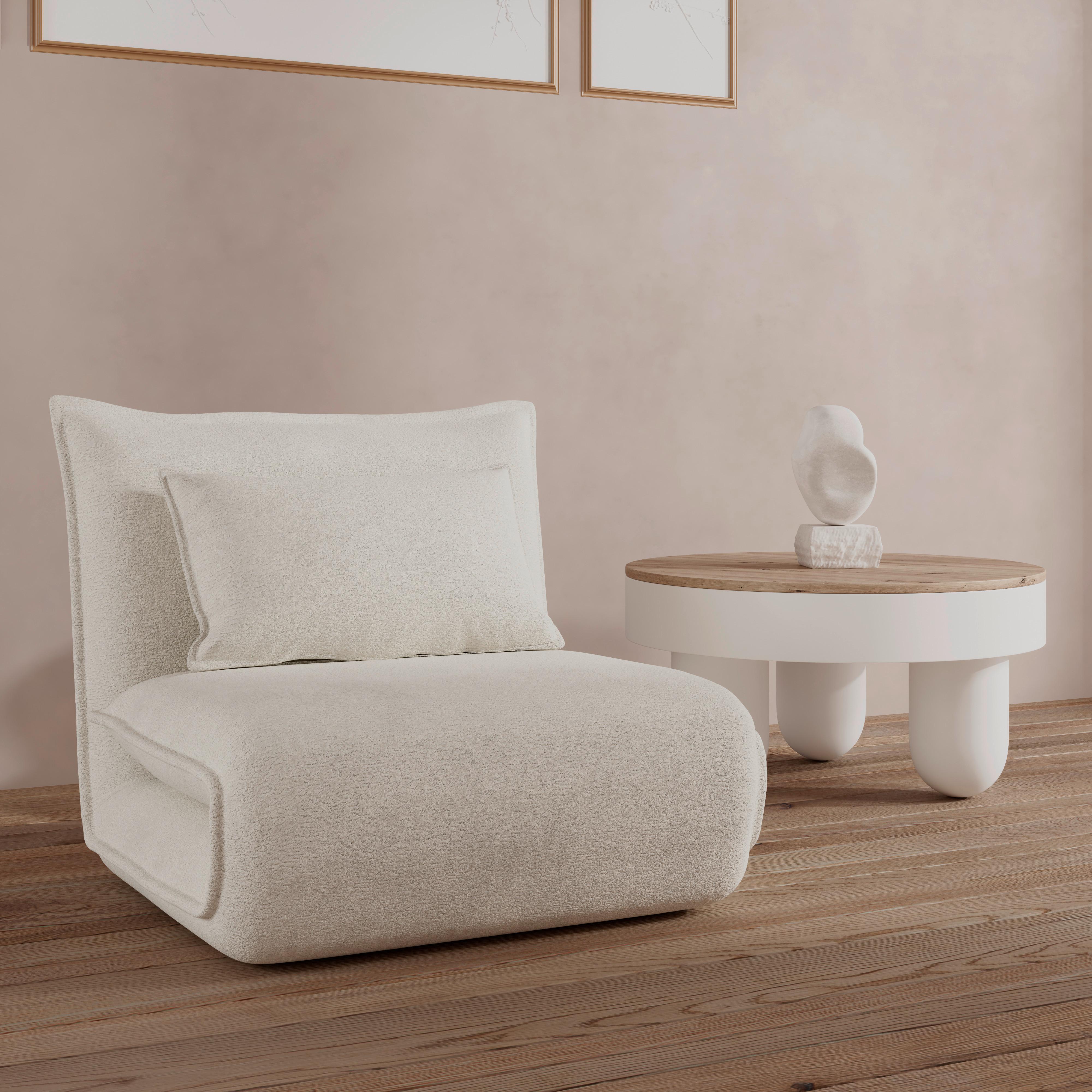 Rozkládací křeslo MACY, bílá, max. 120 kg - bílá, Moderní, kov/textil (83/70/84cm) - Bessagi Home