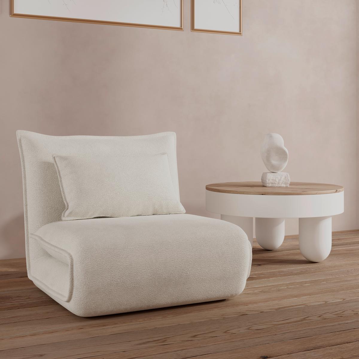 Rozkladacie kreslo MACY, biela, max. 120 kg - biela, Modern, kov/textil (83/35/65cm) - Bessagi Home