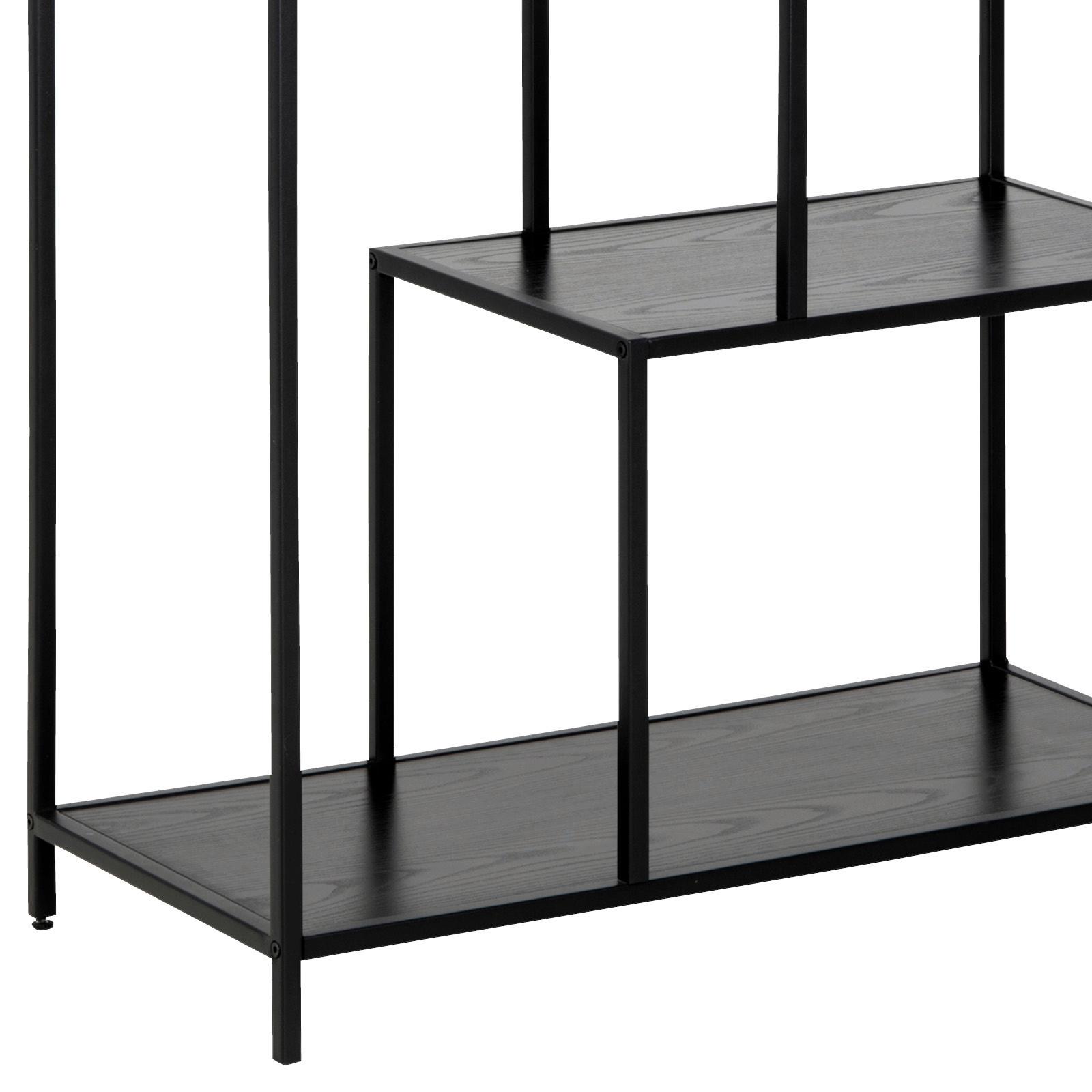Regal Seaford B 77cm, Schwarz - Eschefarben/Schwarz, Trend, Holzwerkstoff/Metall (77/114/35cm) - MID.YOU