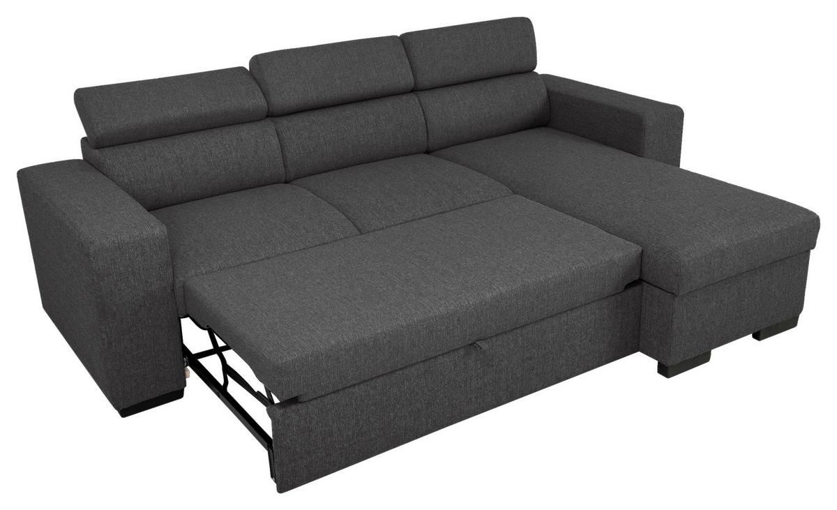 Eckschlafsofa mit Bettkasten Vicomte, anthrazit, 237x167cm - Anthrazit/Schwarz, KONVENTIONELL, Holz/Holzwerkstoff (237/167cm)
