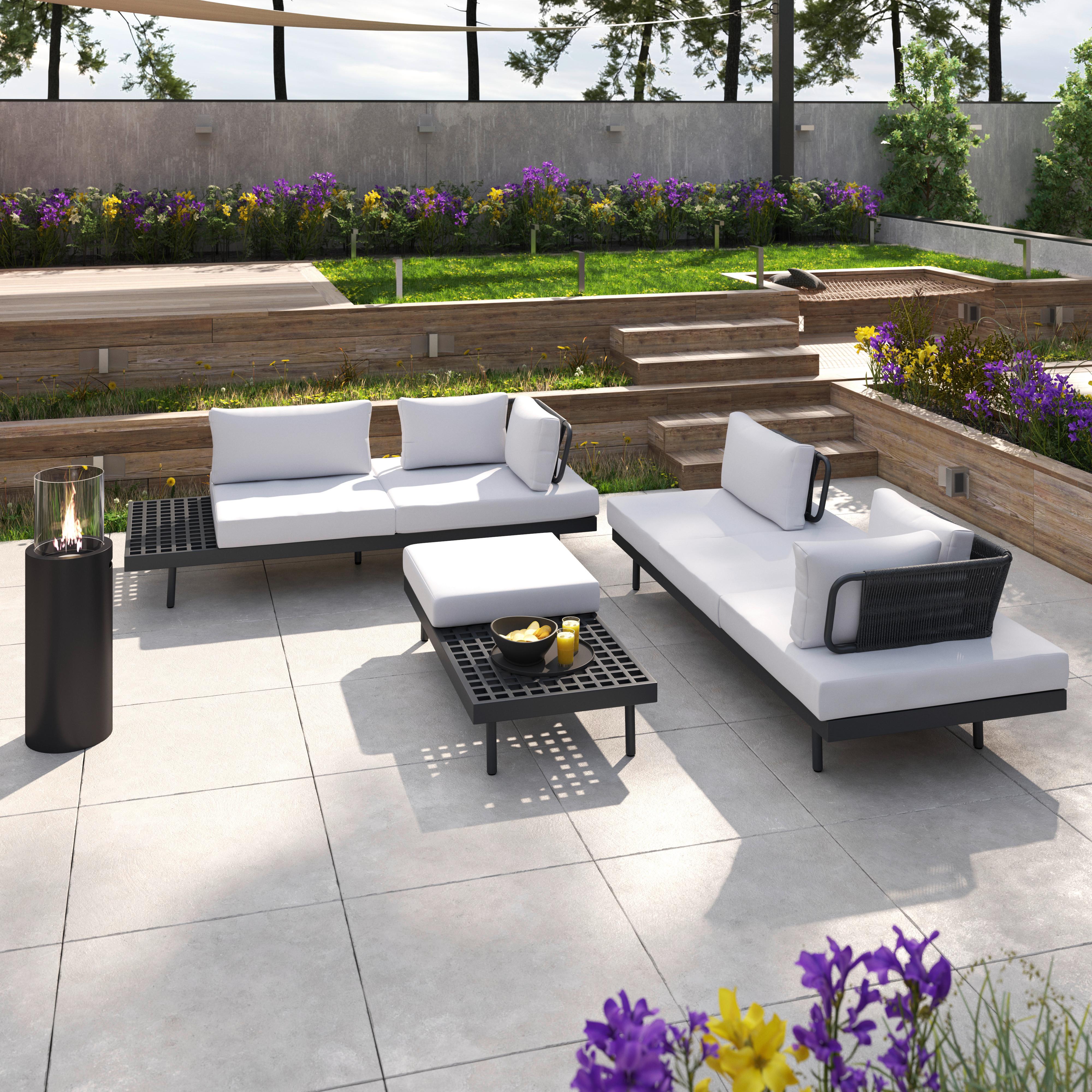 TERASOVÁ SEDACÍ SOUPRAVA EMMA - tmavě šedá, Moderní, kov/dřevo (220/79/87cm) - Bessagi Garden