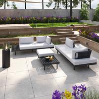 TERASOVÁ SEDACÍ SOUPRAVA EMMA - tmavě šedá, Moderní, kov/dřevo (220/79/87cm) - Bessagi Garden