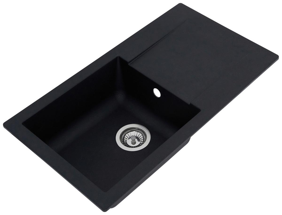 Spüle Respekta Denver Kunststein 78x43,5 Cm - Schwarz, Trend, Glas/Kunststoff (78/17/43,5cm) - Respekta
