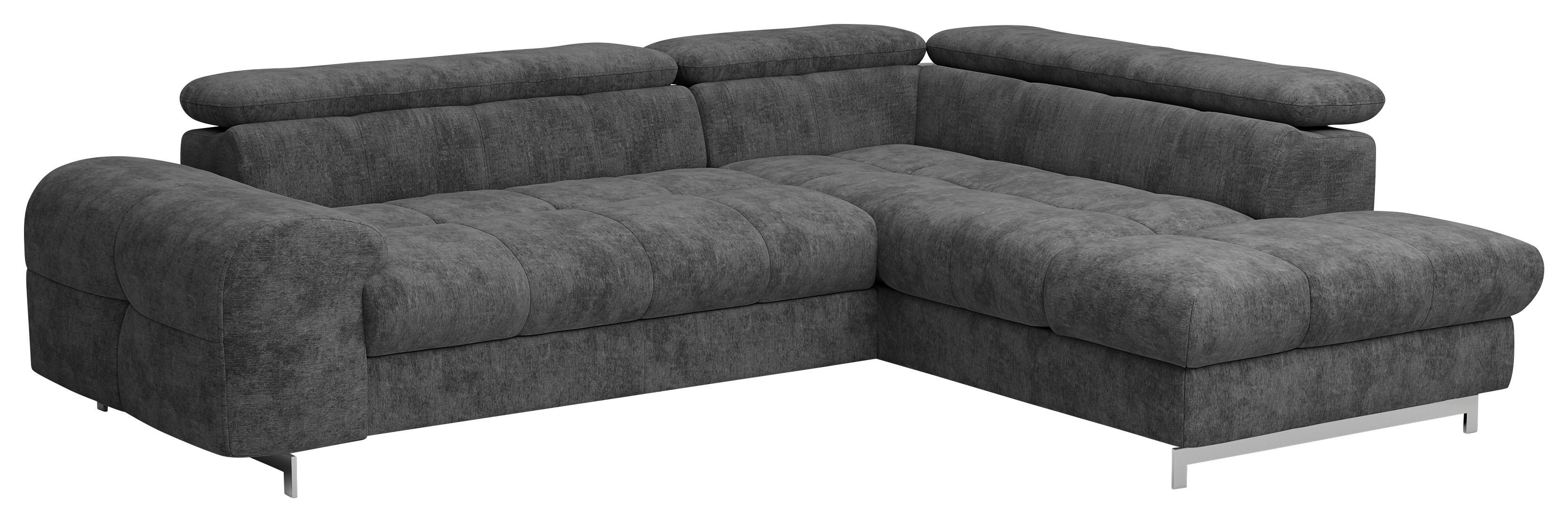 Ecksofa Mit Schlaffunktion Cloud + Dunkelgrau - Chromfarben/Dunkelgrau, KONVENTIONELL, Textil (257/206cm) - Livetastic