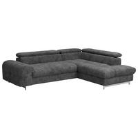 Ecksofa Mit Schlaffunktion Cloud + Dunkelgrau - Chromfarben/Dunkelgrau, KONVENTIONELL, Textil (257/206cm) - Livetastic