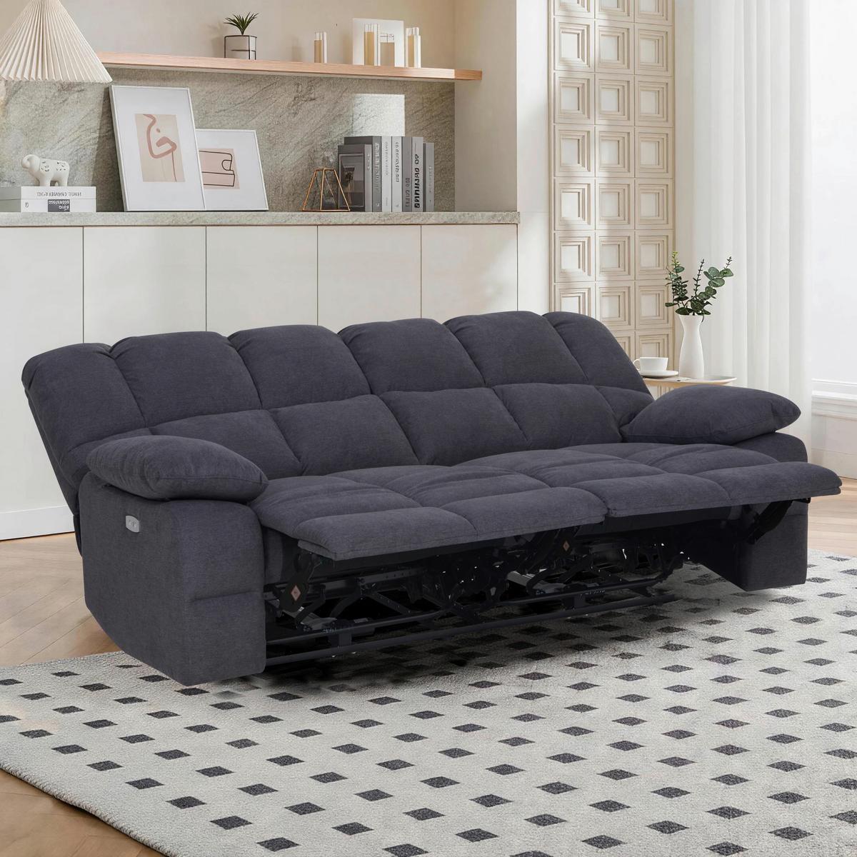 2,5-miestna pohovka BOLTON, sivá, el.relaxačná funkcia - sivá, Basics, kov/drevo (208/103,5/96,5cm)