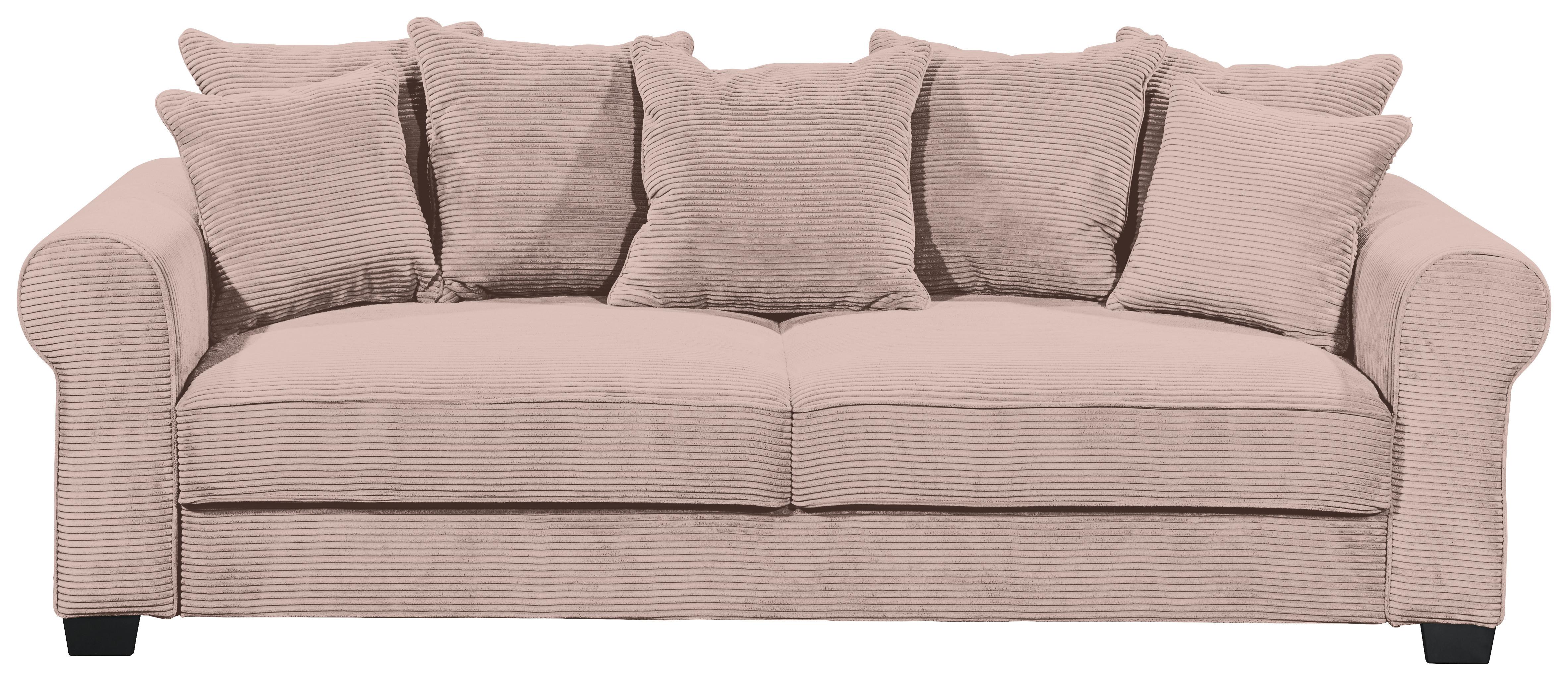 2-Sitzer-Sofa Mit Schlaffunktion Maureen B:250cm - Schwarz/Rosa, KONVENTIONELL, Textil (250/95/125cm) - MID.YOU