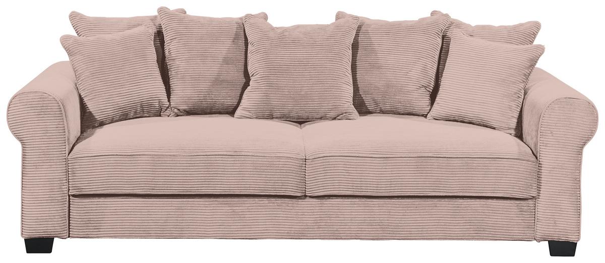 2-Sitzer-Sofa Mit Schlaffunktion Maureen B:250cm - Schwarz/Rosa, KONVENTIONELL, Textil (247/95/125cm) - MID.YOU