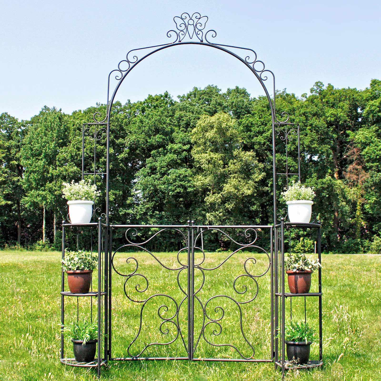 Rosenbogen mit Tür aus Stahl Laki BxH: ca. 156x233 cm