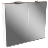 Spiegelschrank Lima mit Led 2-Türig BxHxT: 80x73x15,5cm Weiß - Weiß, MODERN, Glas/Holzwerkstoff (80/73/15,5cm) - MID.YOU
