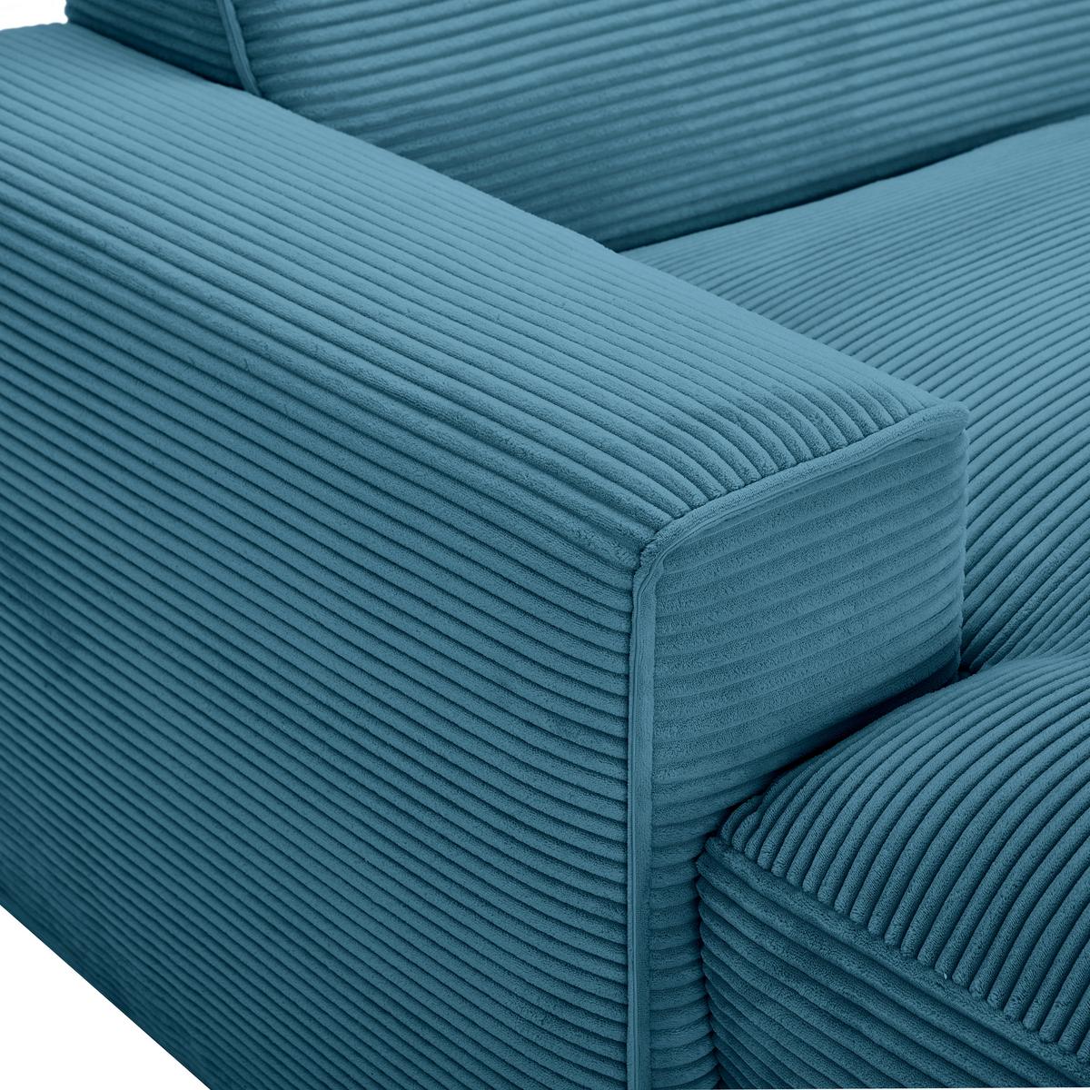 Ecksofa mit Zierkissen Pearl Hellblau 196x303 cm - Schwarz/Hellblau, Design, Textil (196/303cm) - Livetastic