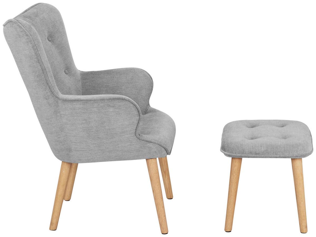 Relaxsesselset Larvik - Hellgrau/Naturfarben, Design, Holz/Textil (64/90/70cm) - P & B