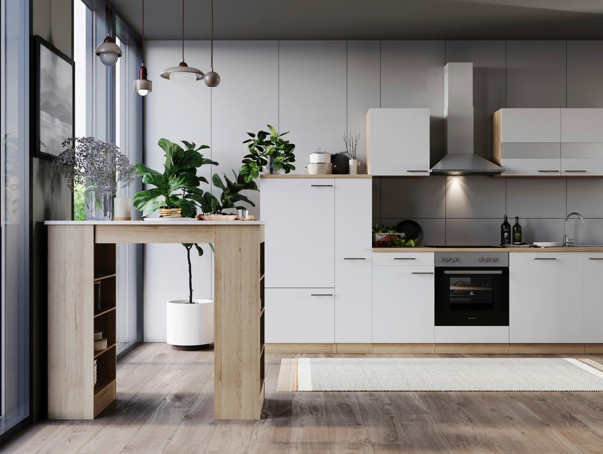 Bartisch Merle Weiß/Eiche Dekor B:103cm - Eichefarben/Weiß, Design, Holzwerkstoff (103/50/115cm) - Respekta