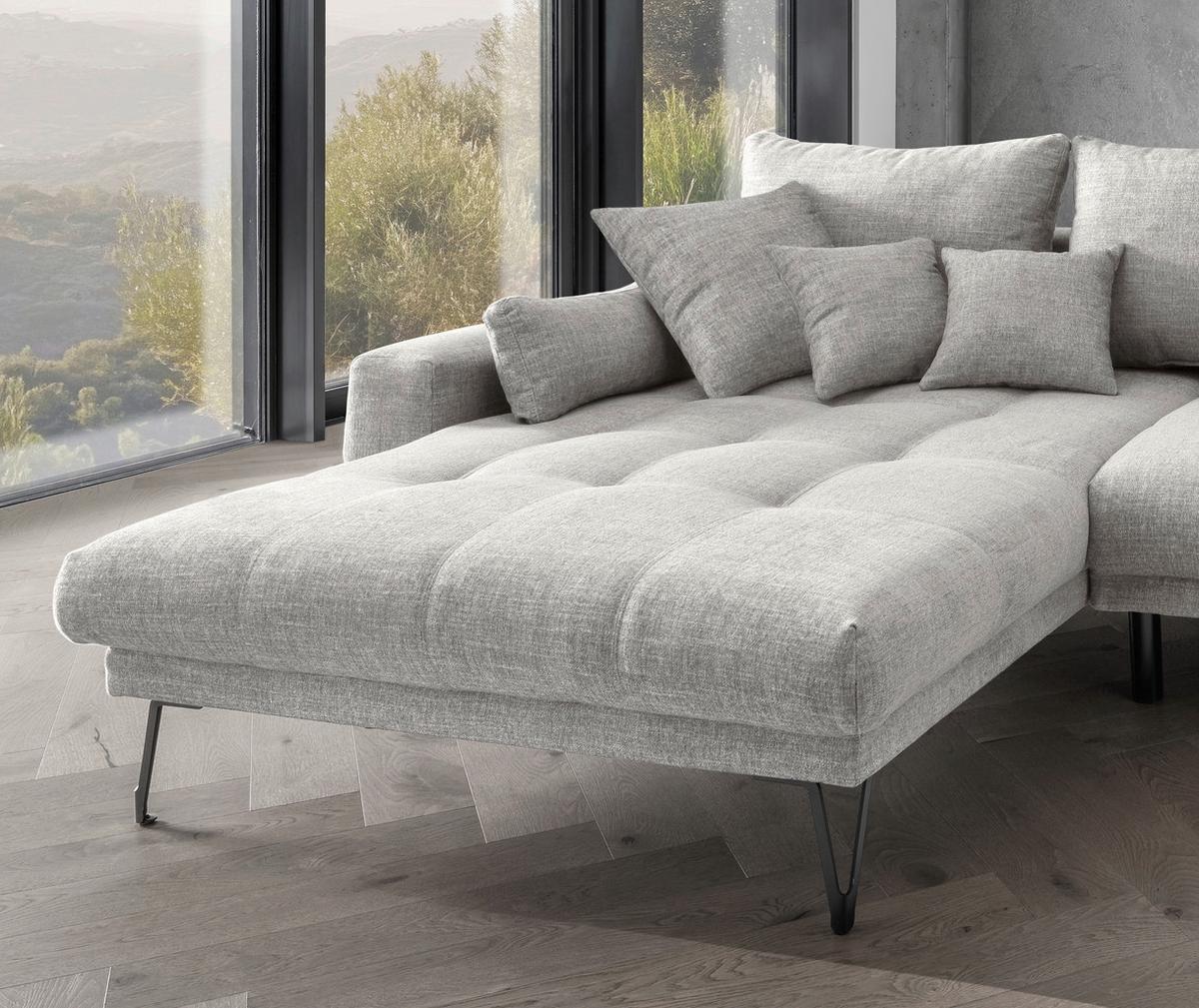 Ecksofa Garda, Hellgrau S: 192x310 Cm - Hellgrau/Schwarz, KONVENTIONELL, Textil (192/310cm) - Livetastic