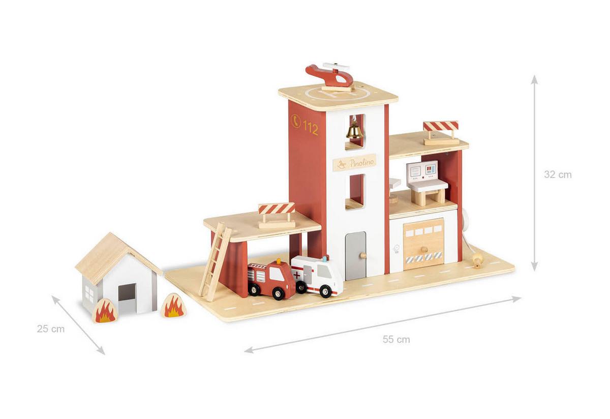 Feuerwehrstation Feuerwache 'ben' Mit Zubehör - Multicolor, Basics, Holz (55/32cm) - Pinolino