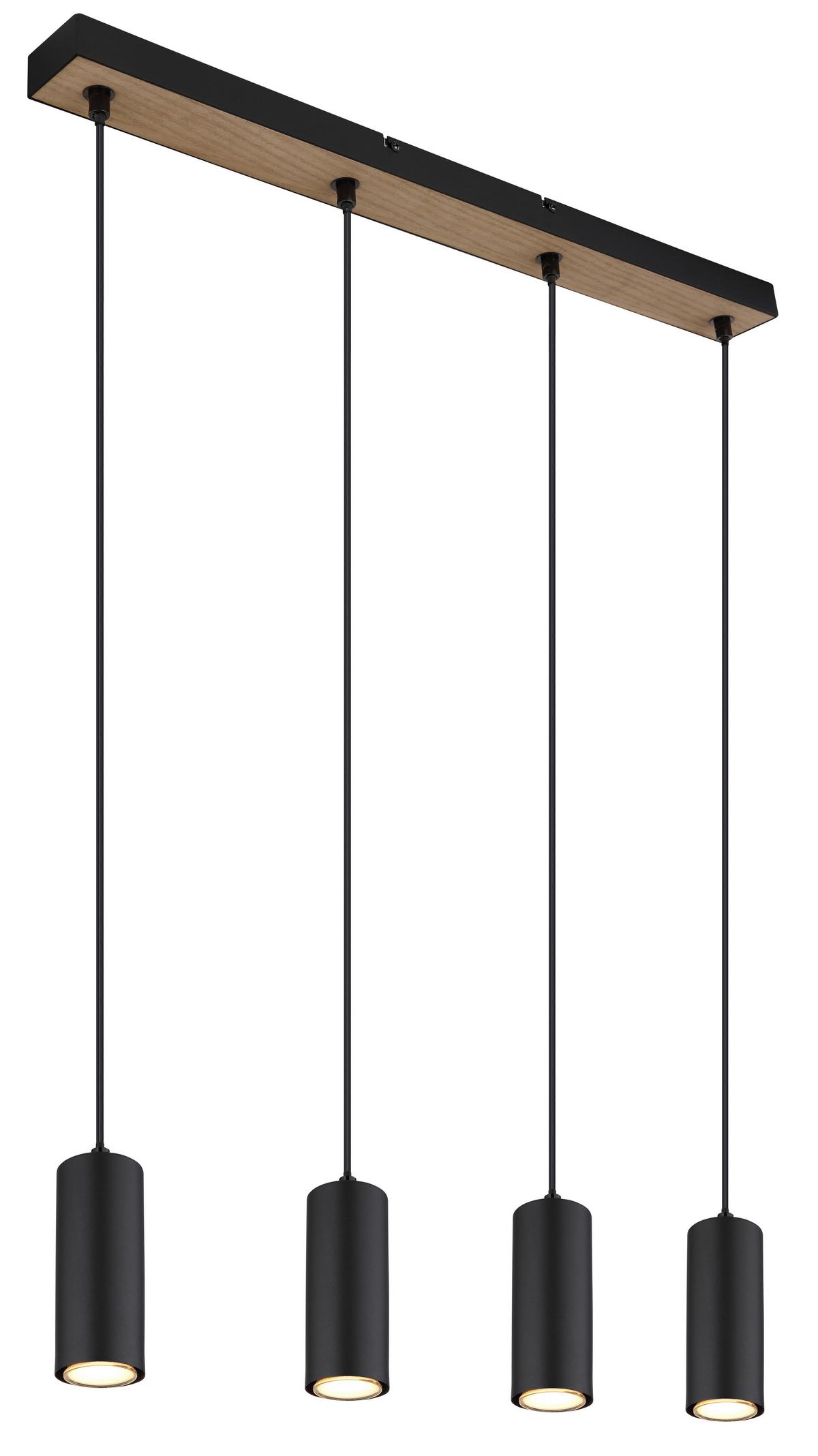 Hängeleuchte 57911-4hbw - Schwarz, Design, Holzwerkstoff/Metall (65/6/120cm) - Globo