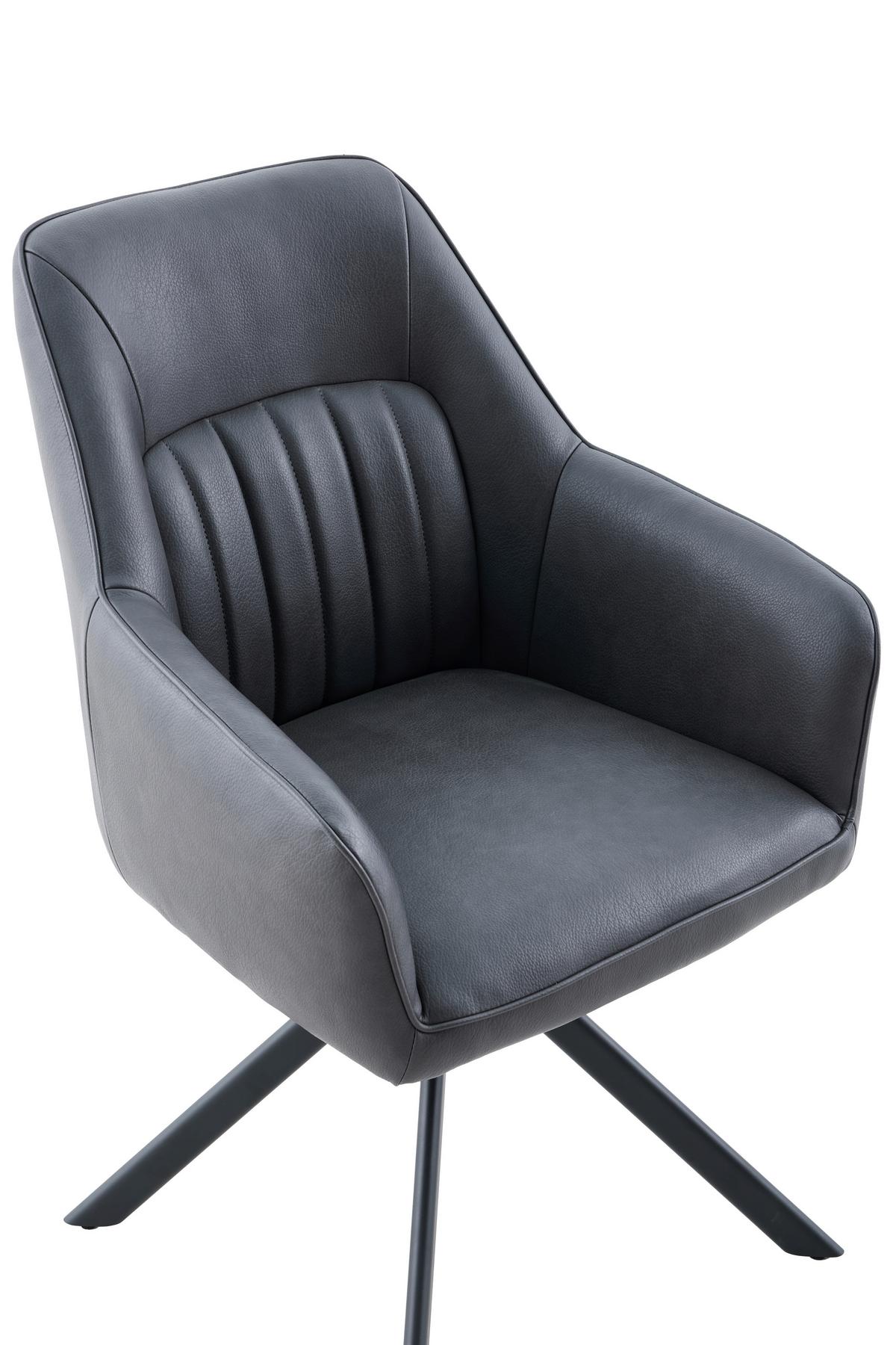 Armlehnstuhl-Set Polina S 2er-Set - Anthrazit/Schwarz, MODERN, Textil/Metall (62/92/67cm) - MID.YOU