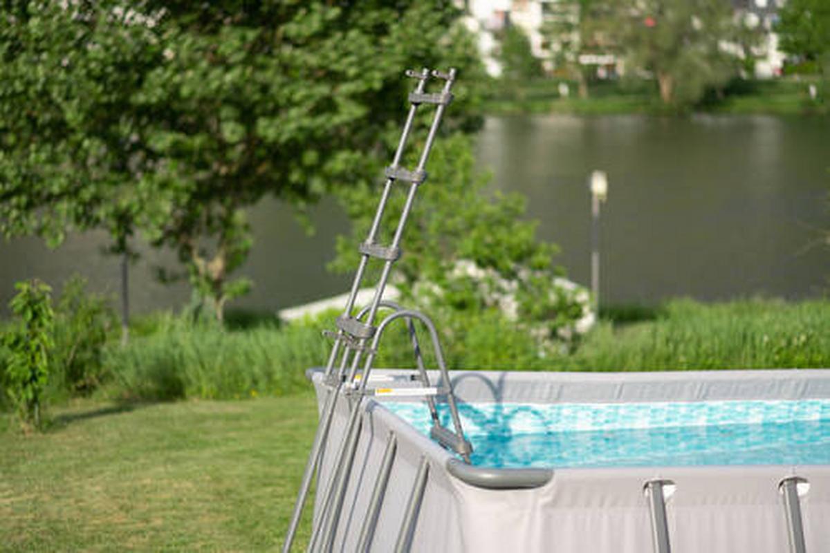 Aufstellpool Rechteckig D: 274 Cm - Anthrazit, KONVENTIONELL, Kunststoff/Metall (274/132/549cm)